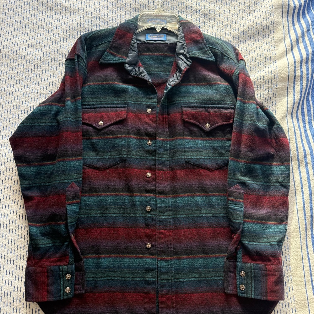 Pendleton Wool Striped Button-Up Shirt - image 1
